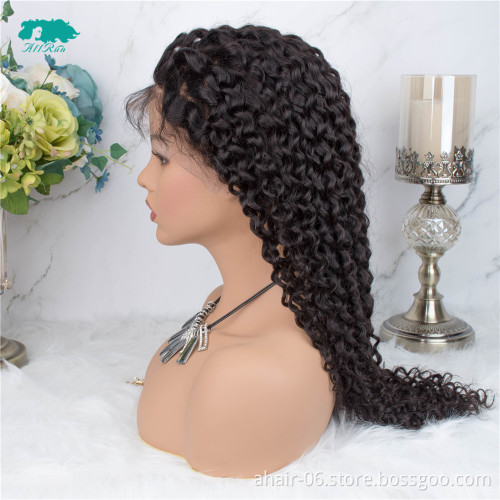 AllRun Factory Wholesale Price Hot Selling 100% Vigrin Raw Brazilian Human Hair Straight Body Wave Wig 360 Lace Front Wig